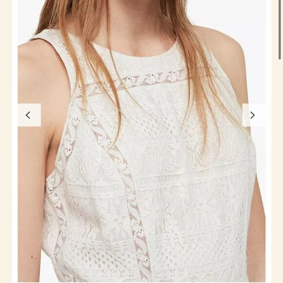 NWT Allsaints Melia Lace sleeveless mini Dress Size 6 in Oyster White - Picture 7 of 16